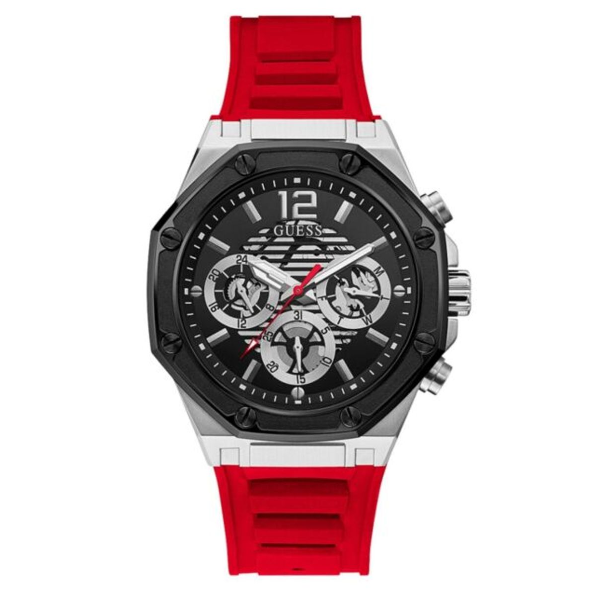 GUESS - Reloj Guess Momentum GW0263G3 Rojo De Silicona Para Hombre