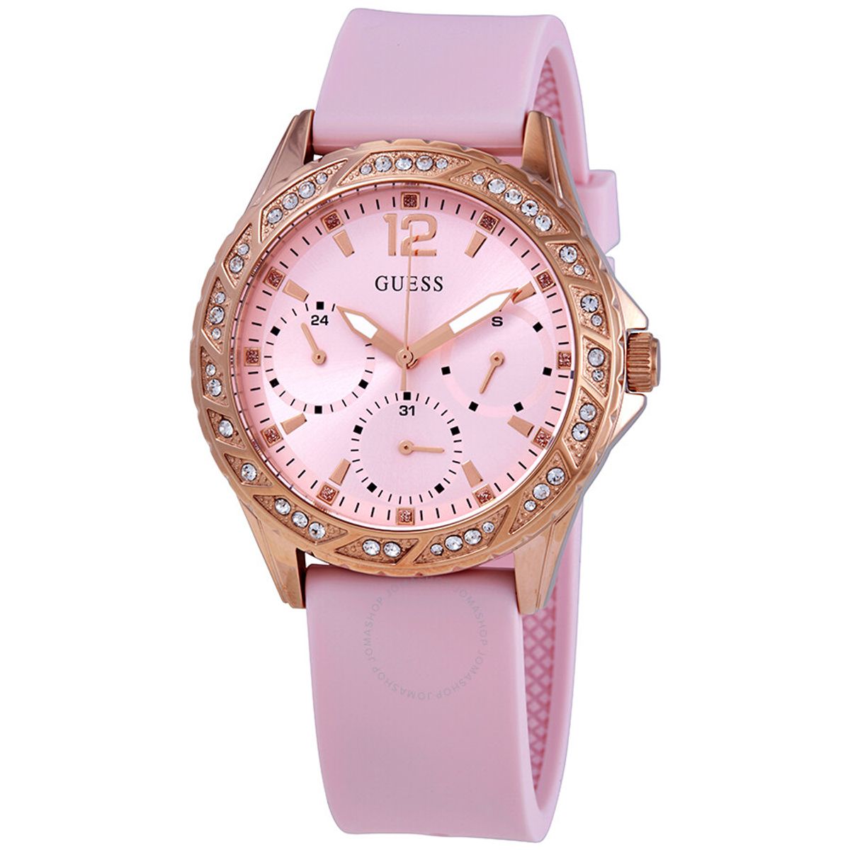 GUESS - Reloj Guess Sparkling W0032L9 Rosa De Silicona Para Mujer