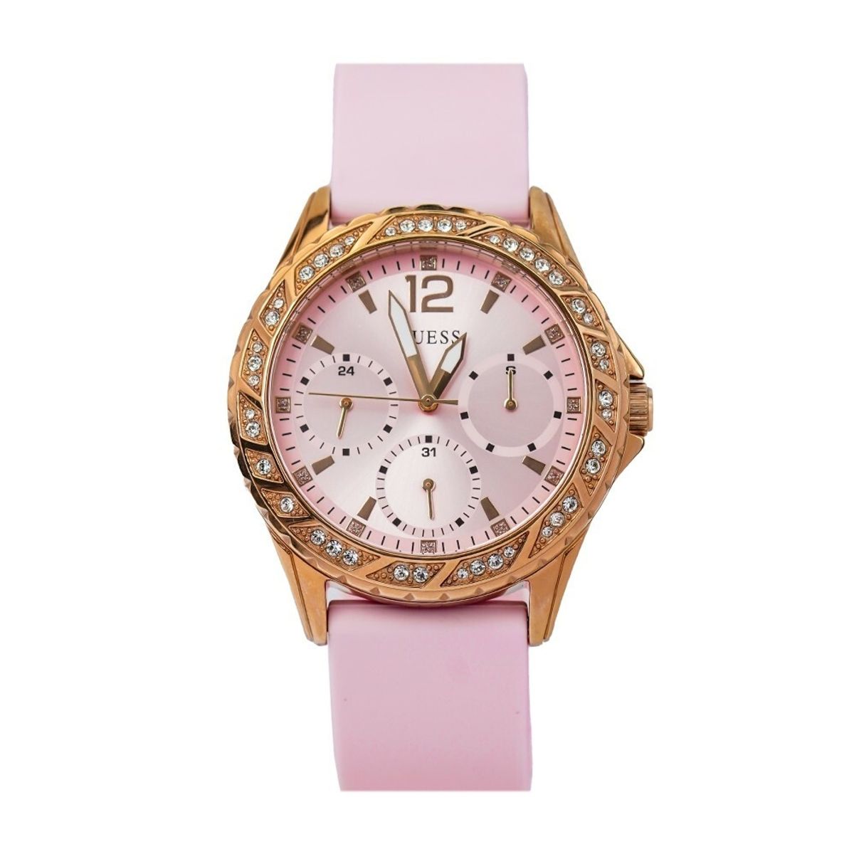 GUESS - Reloj Guess Sparkling W0032L9 Rosa De Silicona Para Mujer