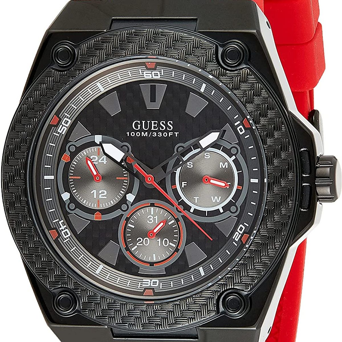 GUESS - Reloj Guess Legacy W1049G6 Rojo De Silicona Para Hombre