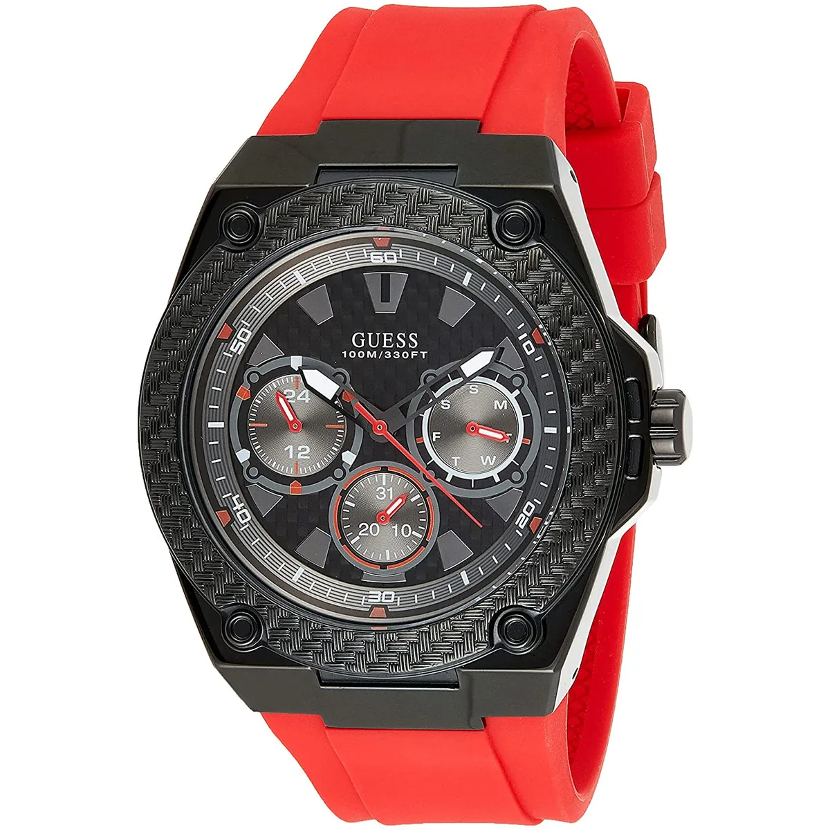 GUESS - Reloj Guess Legacy W1049G6 Rojo De Silicona Para Hombre