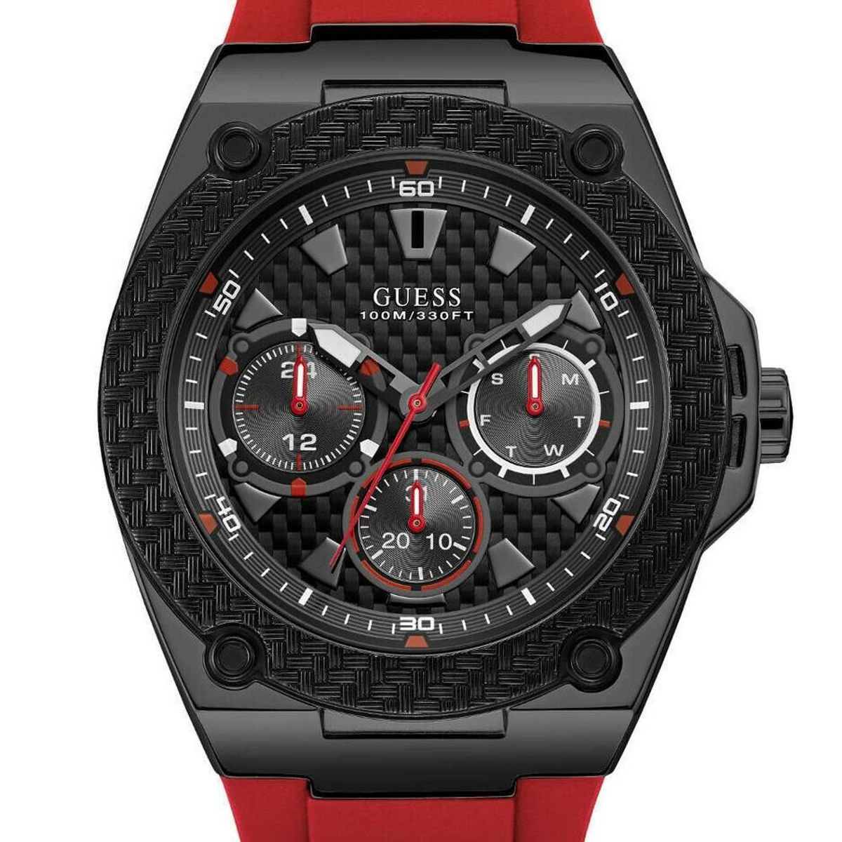 GUESS - Reloj Guess Legacy W1049G6 Rojo De Silicona Para Hombre