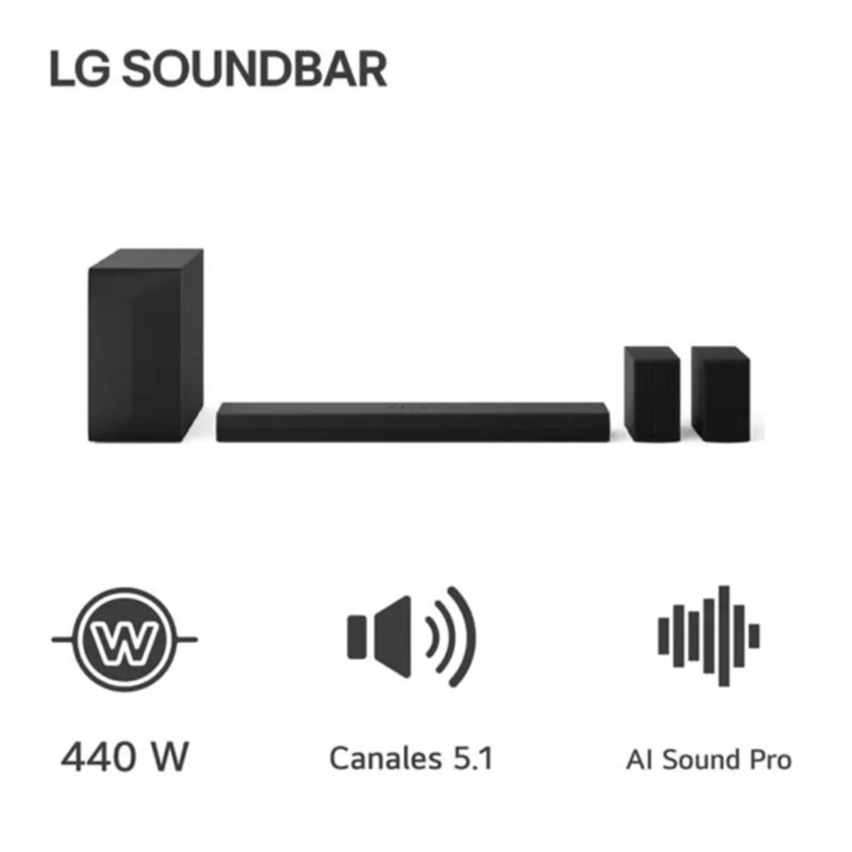 LG - Barra De Sonido 440W 51ch Rear Speakers incluidos Lg S60TR