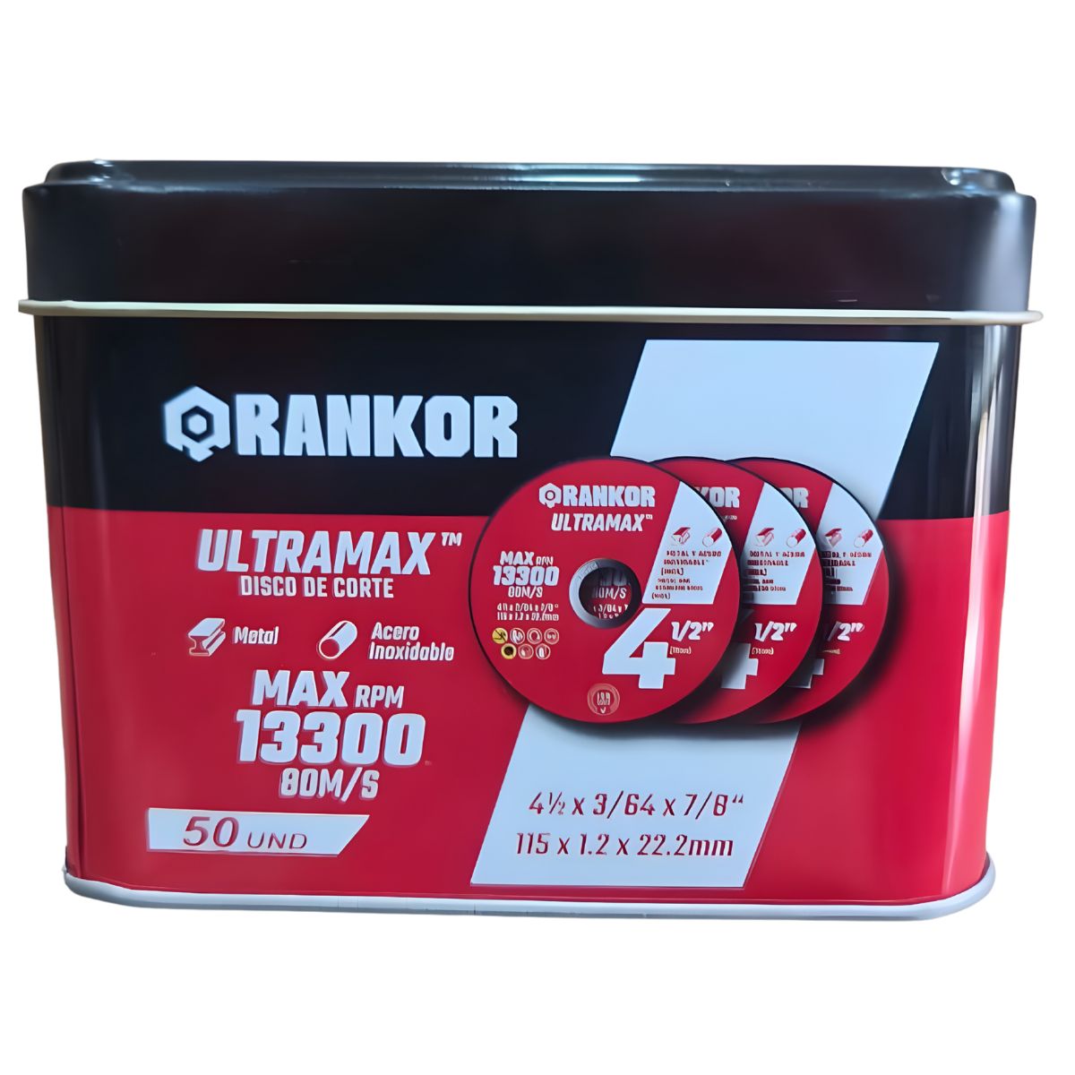 RANKOR - DISCO DE CORTE P/METAL 4 1/2 X 3/64X 7/8 (50 UNDS) RANKOR - RCW9111501