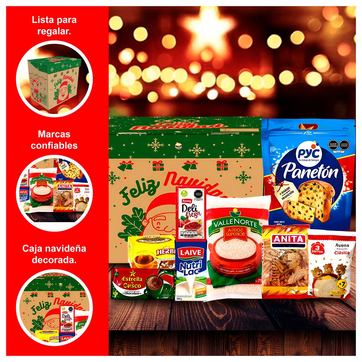 GENERICO - Canasta Navideña Kampana de 9 Productos Incluidos