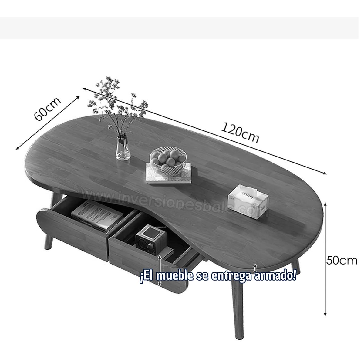 DIBA MUEBLES - Mesa de Centro Moderno Dara Blanco DIBA Muebles