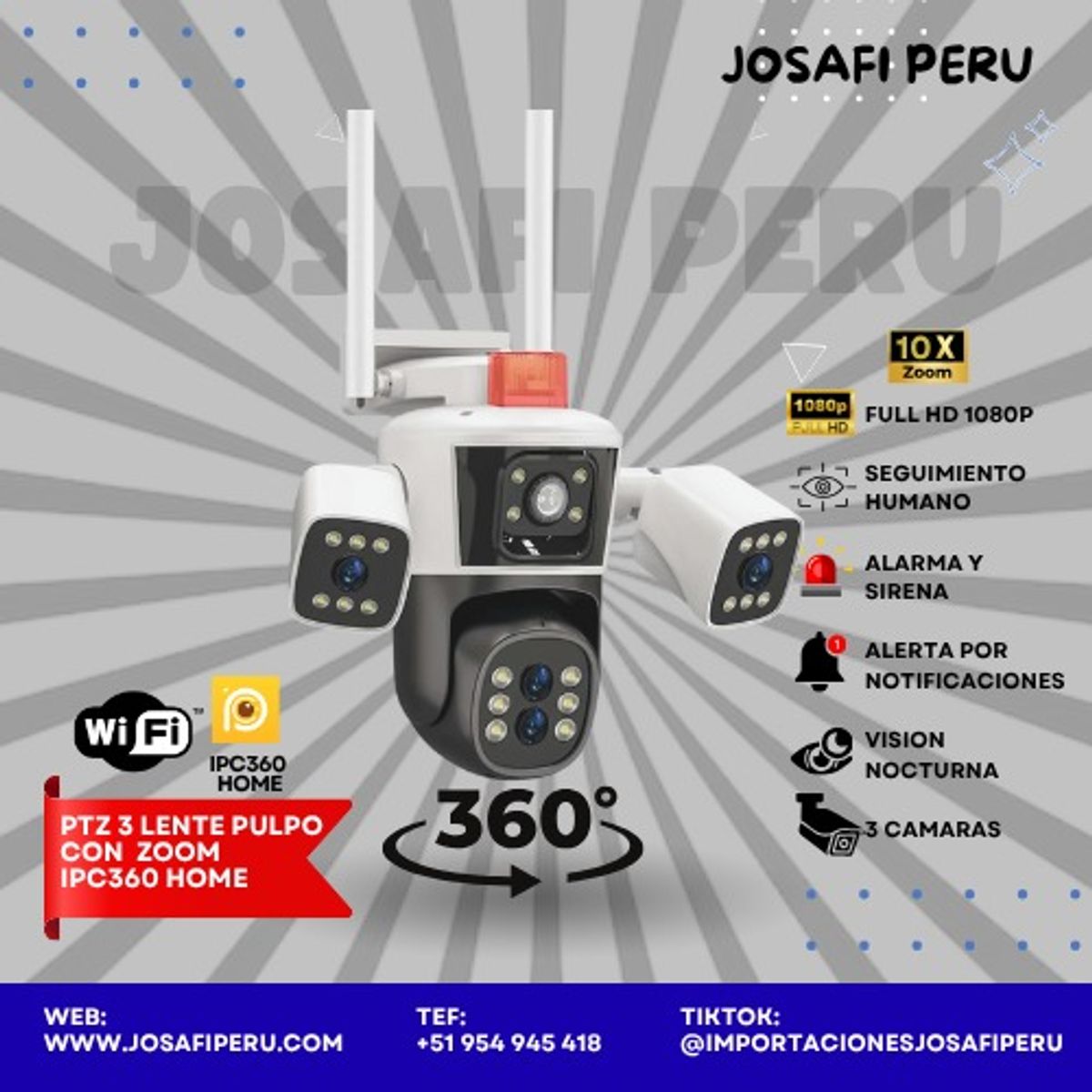 GENERICO - PTZ 3 lente Pulpo con zoom IPC360 Home