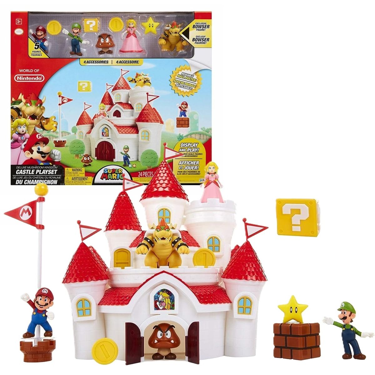 JAKKS PACIFIC - Playset Super Mario Castillo Reino Champiñon +5 Personajes