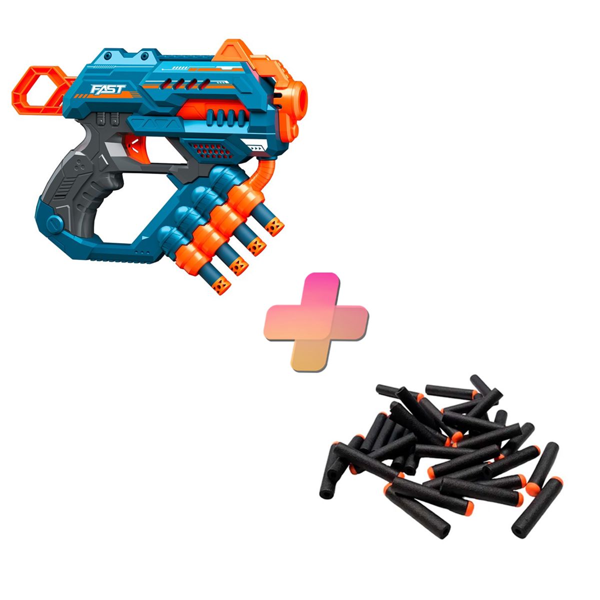 BAIHUI TOYS - PISTOLA DE JUGUETE DE 8 DARDOS-AZUL Y 24 DARDOS DE REGALO