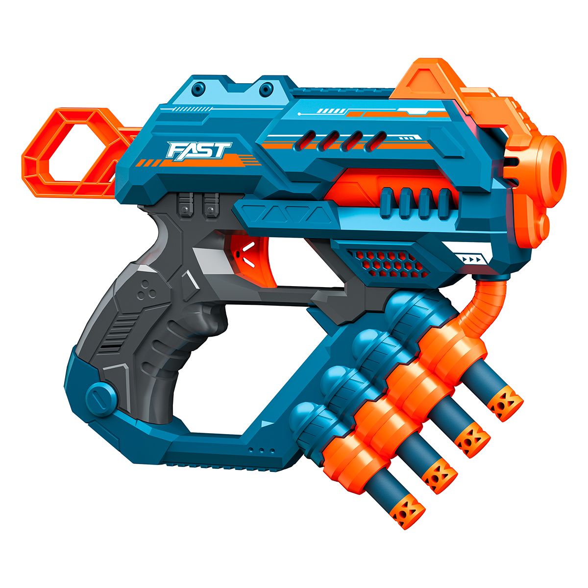 BAIHUI TOYS - PISTOLA DE JUGUETE DE 8 DARDOS-AZUL Y 24 DARDOS DE REGALO