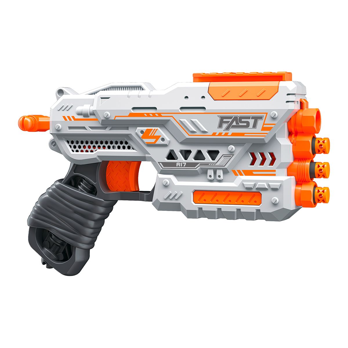 BAIHUI TOYS - PISTOLA DE JUGUETE DE 12 DARDOS-BLANCO Y 24 DARDOS DE REGALO