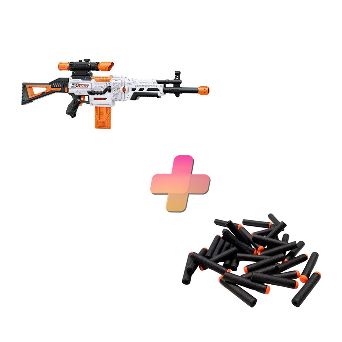 BAIHUI TOYS - ESCOPETA DE JUGUETE 48 DARDO BLANCA COMPACTA Y 24 DARDOS DE REGALO