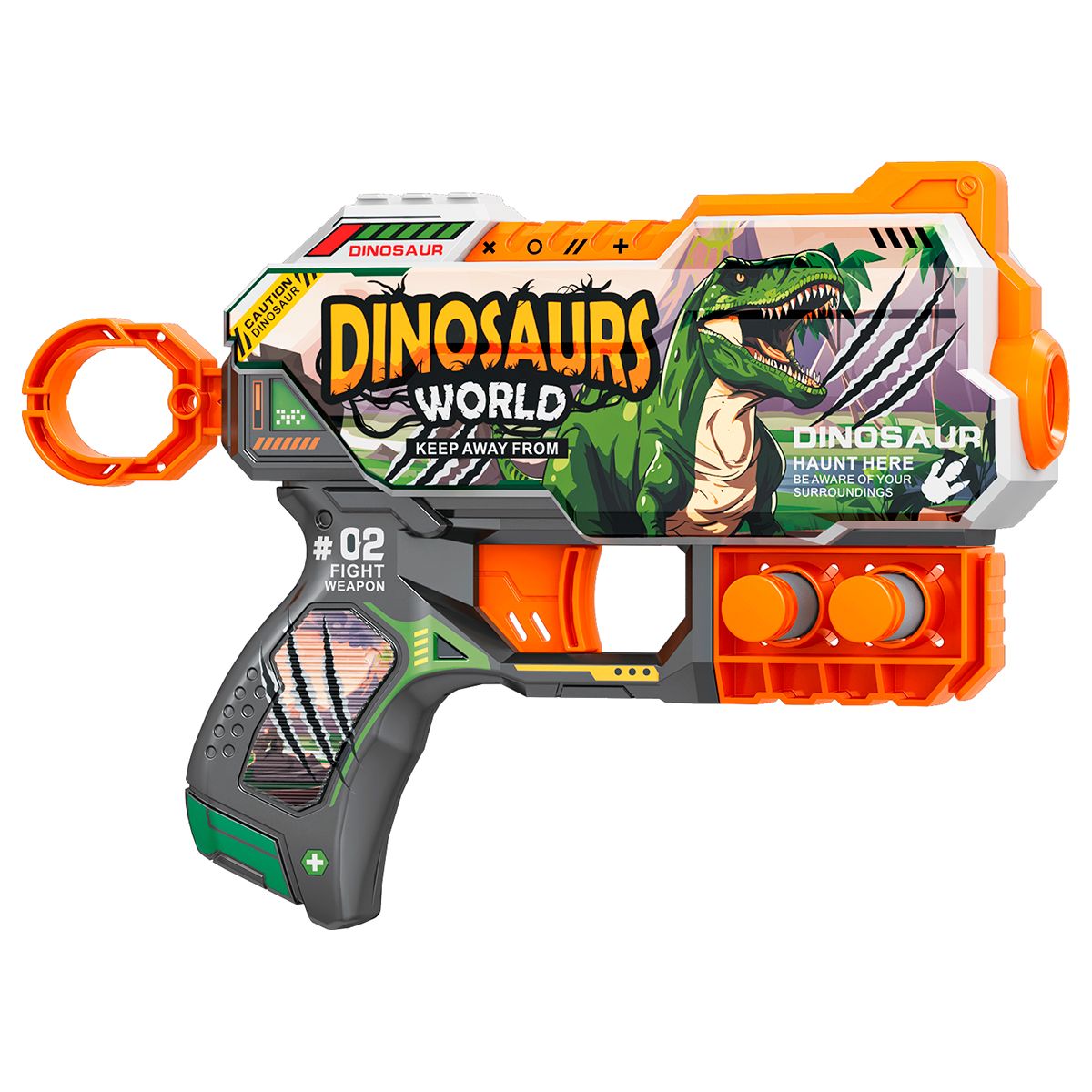 BAIHUI TOYS - PISTOLA DE JUGUETE DE 6 DARDOS-DINOSAURS WORLD Y 24 DARDOS DE REGALO