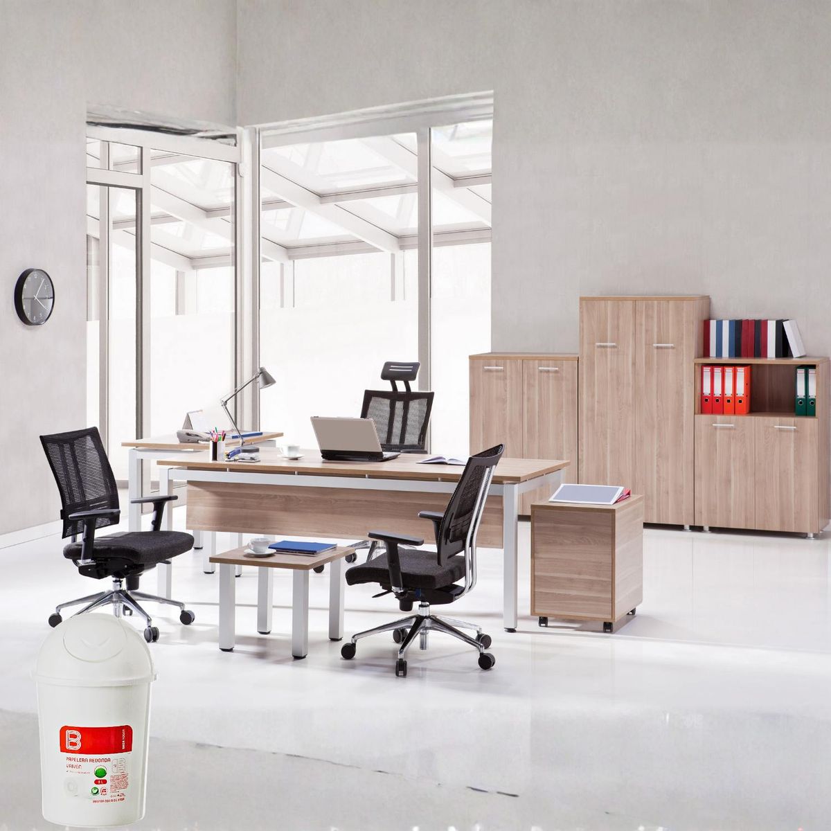 Basa - PAPELERA REDONDA VAIVÉN 8 LT Blanco- BASA