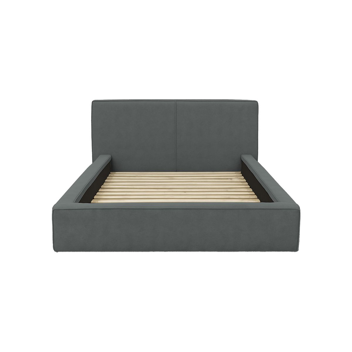 MUEBLES MACRUMO - Cama tapizada Lisa - 15plz Gris oscuro