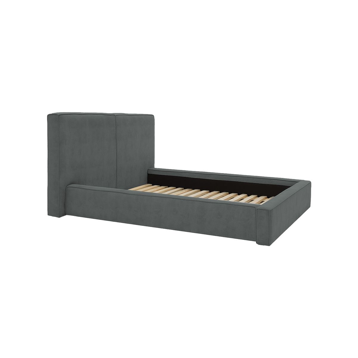 MUEBLES MACRUMO - Cama tapizada Lisa - 2plz Gris oscuro