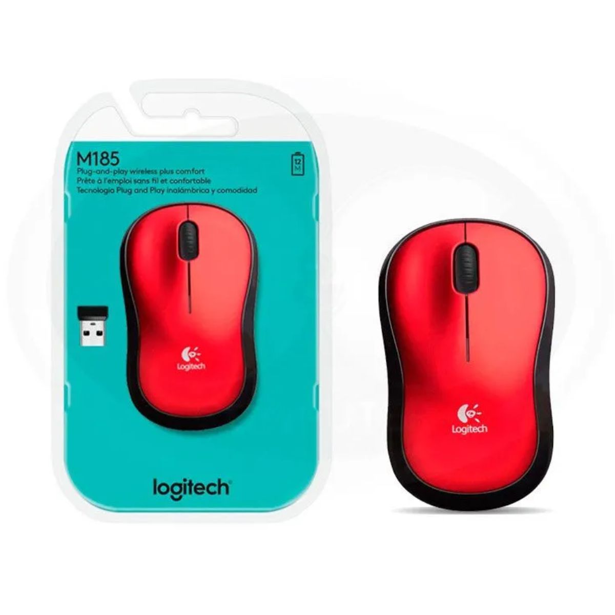 LOGITECH - Mouse Logitech M185 Nano Wireless Rojo