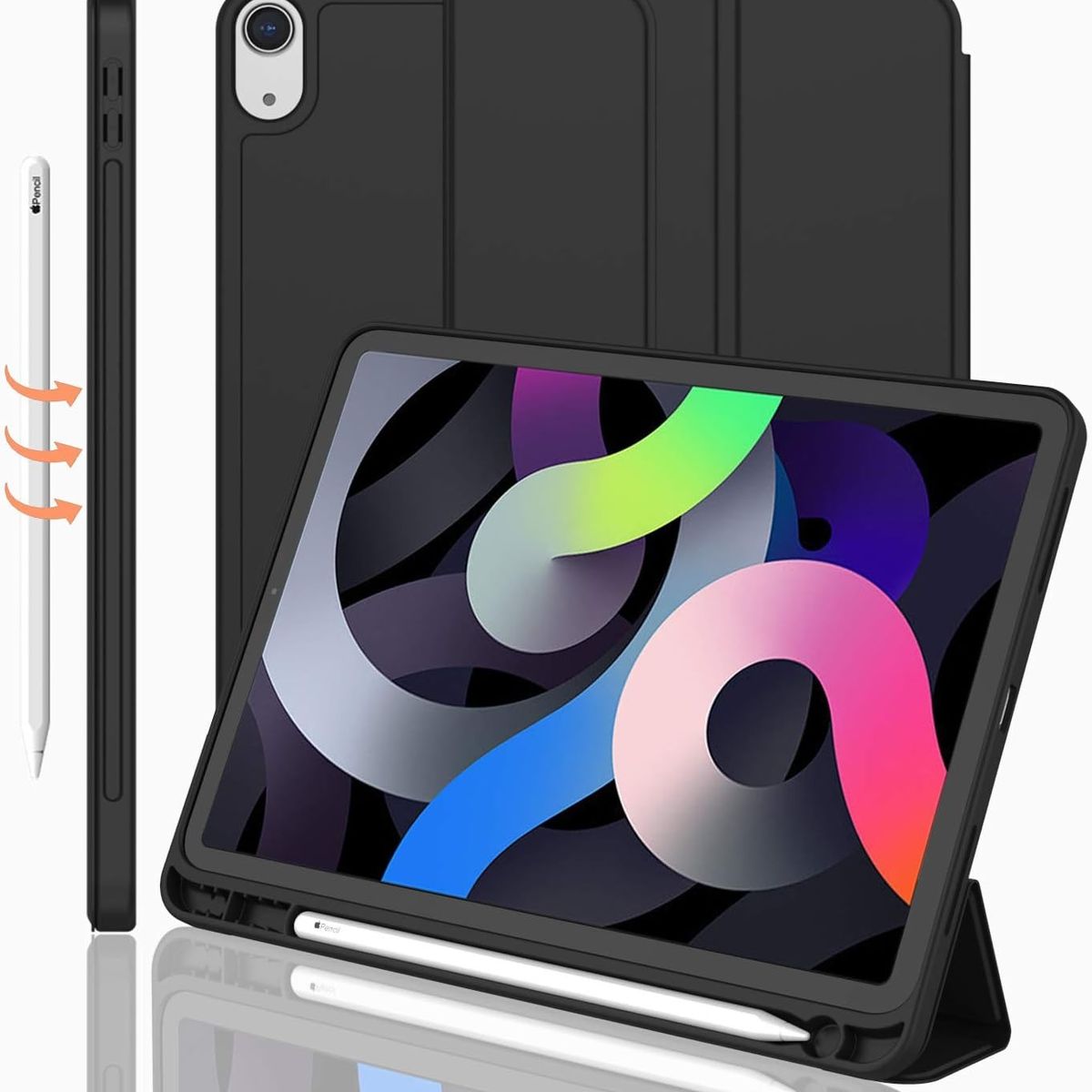 GENERICO - Funda Smart Case Portapencil Para iPad AIR 4 / 5 10.9" - NEGRO