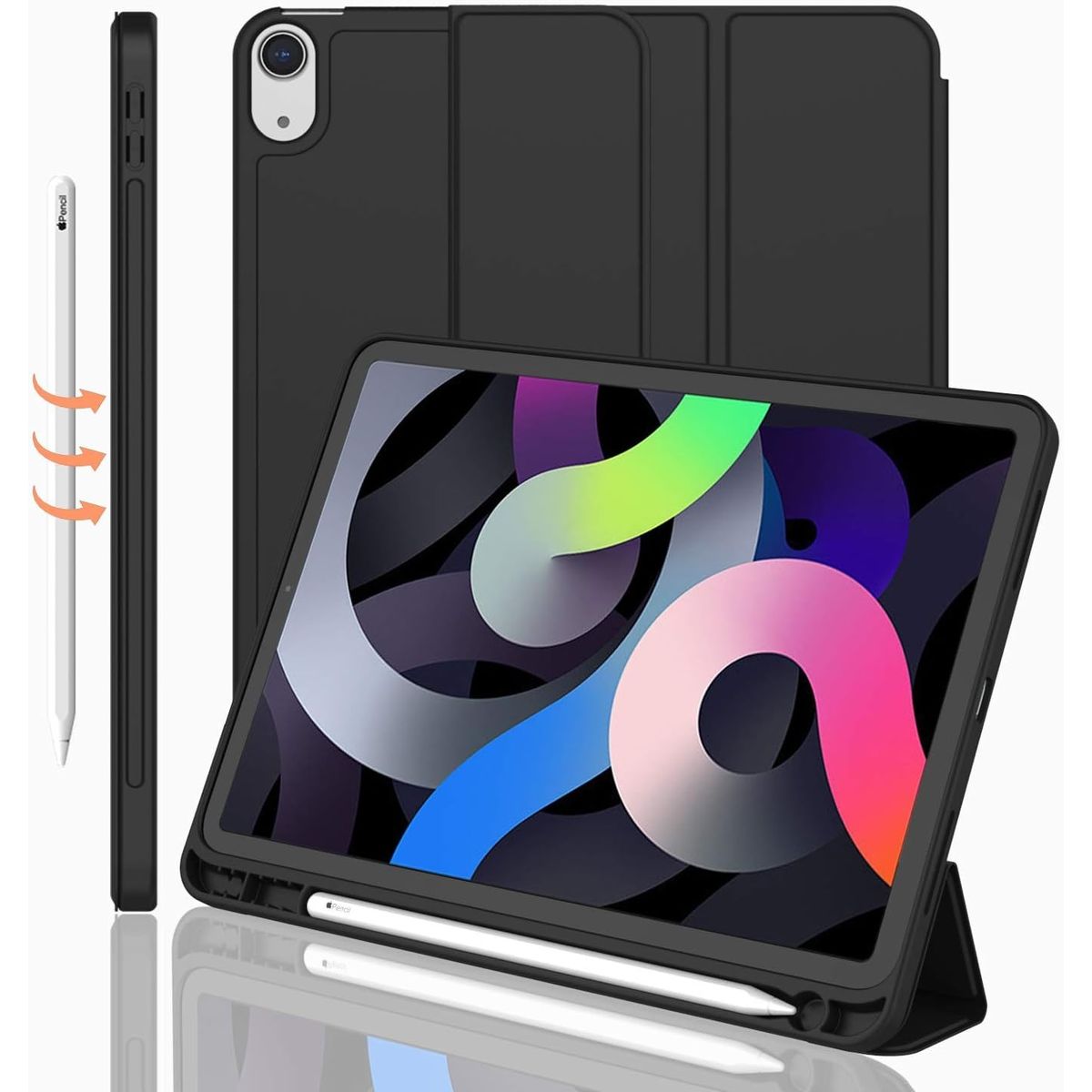 GENERICO - Funda Smart Case Portapencil Para iPad AIR 4 / 5 10.9" - NEGRO