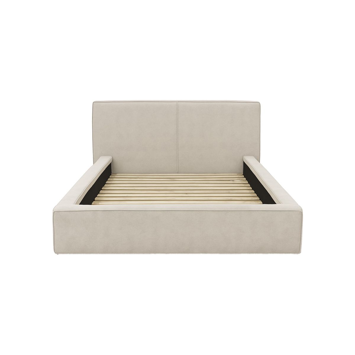 MUEBLES MACRUMO - Cama tapizada Lisa - Queen Beige claro