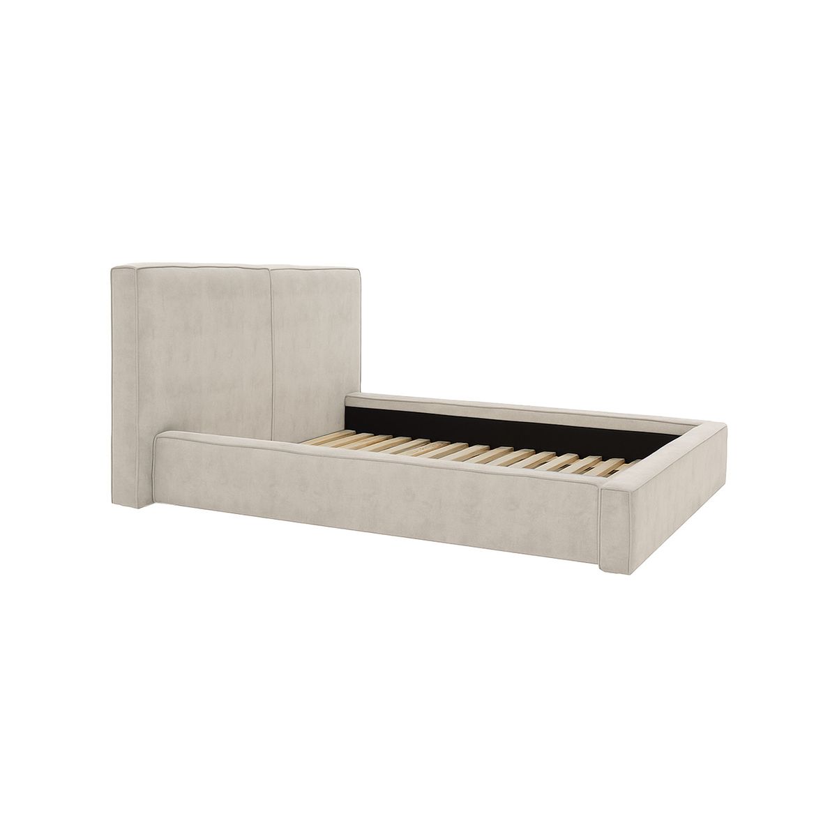 MUEBLES MACRUMO - Cama tapizada Lisa - Queen Beige claro