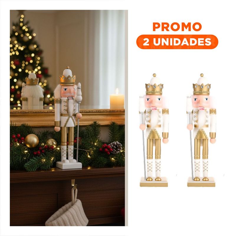 ANIMALIA - Pack2 Adorno con Baston Copo de Nieve en Dorado Blanco