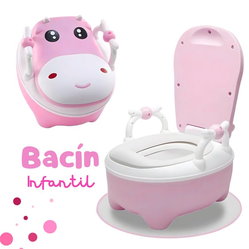 SM - BACIN ENTRENAMIENTO INODORO PARA BEBES NIÑOS INFANTIL VAQUITA ROSADO
