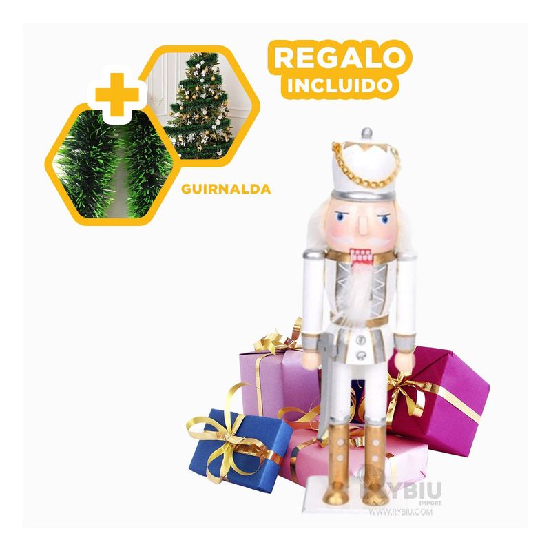 ANIMALIA - Cascanuez Figura de Fiesta en Plateado Y+Guirnalda Nav