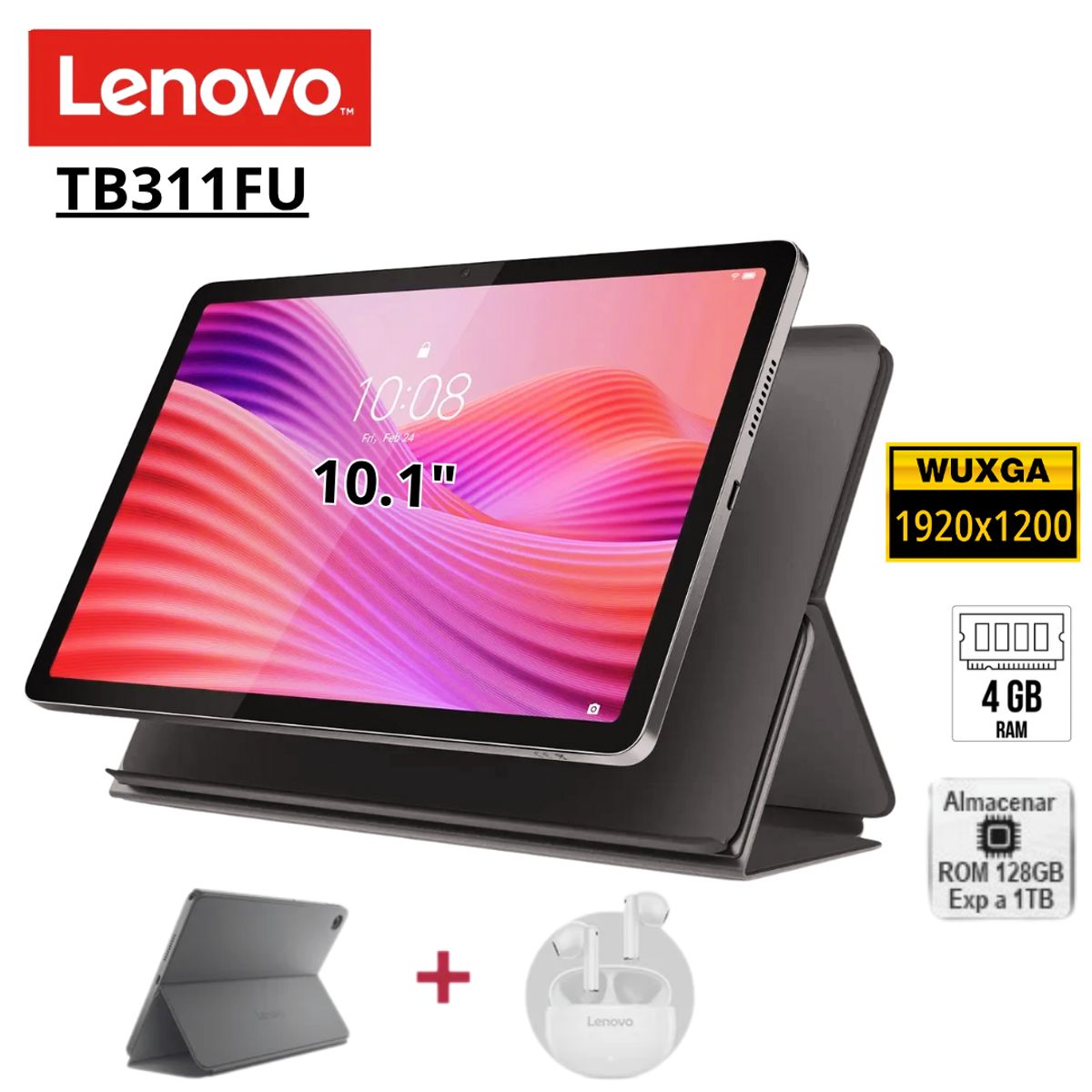LENOVO - Tablet Lenovo TB311FU Tab + Folio Case 101 FHD WiFi 4GB128GB + Lenovo Buds E310