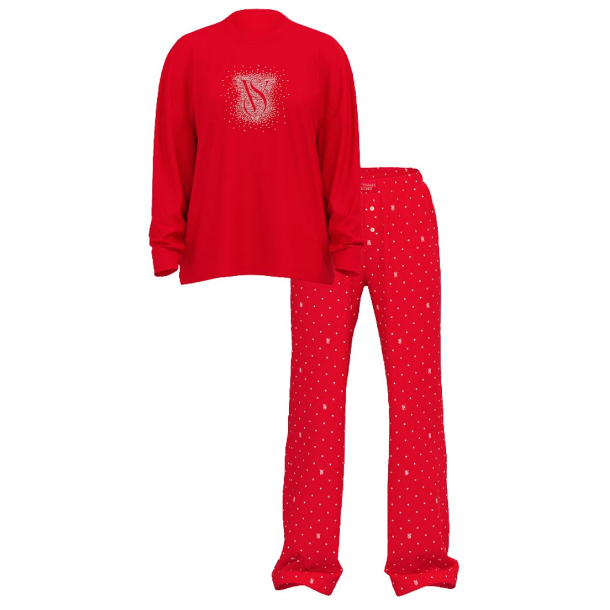 VICTORIA'S SECRET - PIJAMA VICTORIA SECRET MANGA LARGA LUNARES ROJO TALLA L