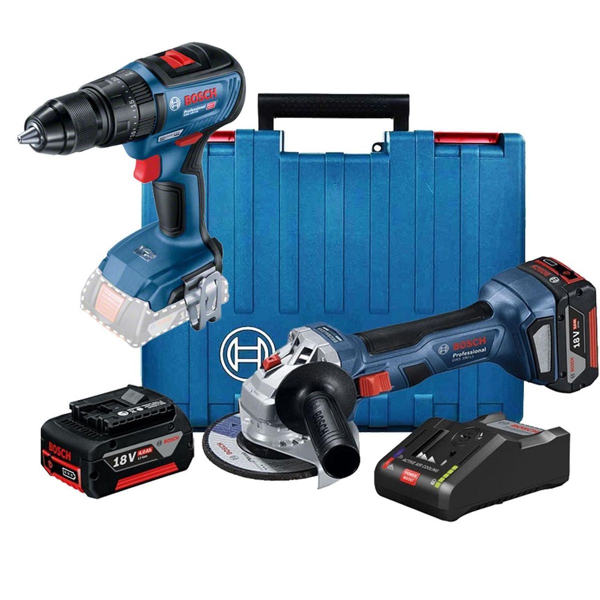 BOSCH - Amoladora 5" 2 Bat + Taladro Perc 1/2" 18V Brushless Bosch 0615.A00.1US-000