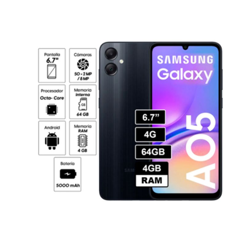 SAMSUNG - CELULAR SAMSUNG GALAXY A04 64GB  4GB  -  NEGRO