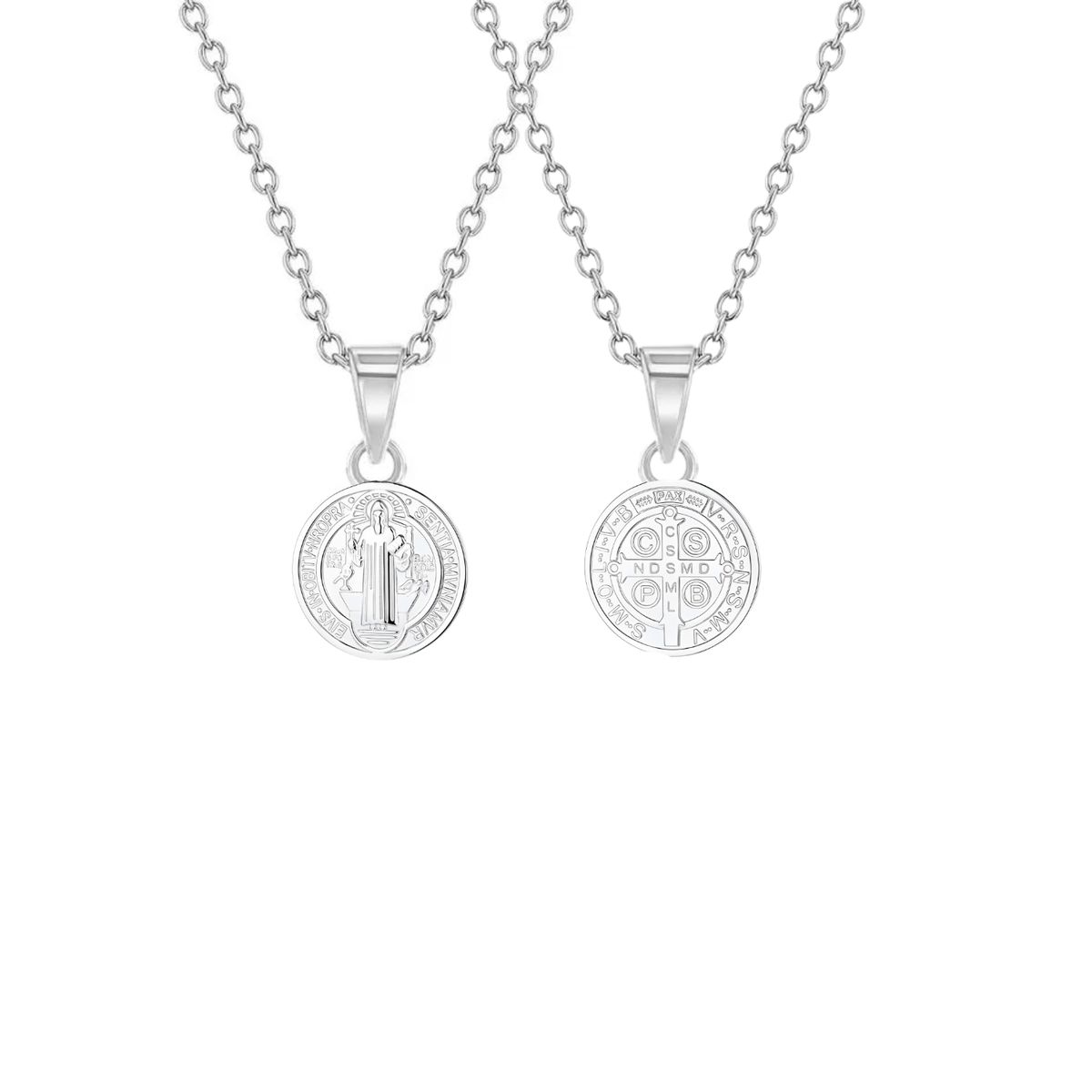 GENERICO - Collar San Benito Plata Medalla Protectora Regalo Unisex 13mm