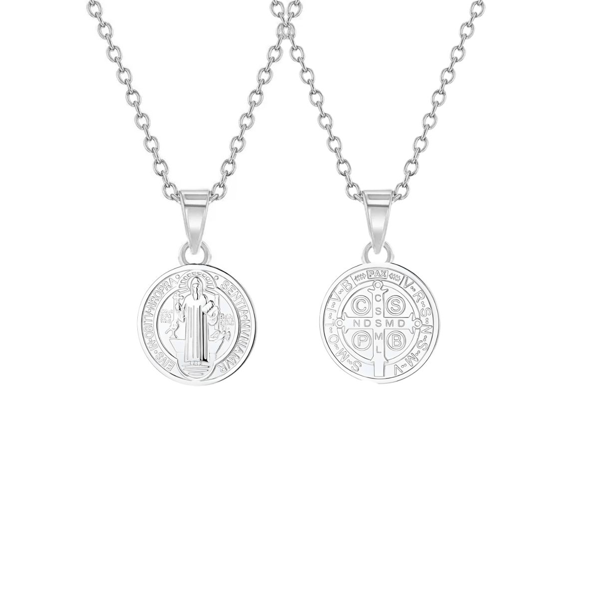 KARMY - Collar San Benito Plata Medalla Protectora Regalo Unisex 15mm