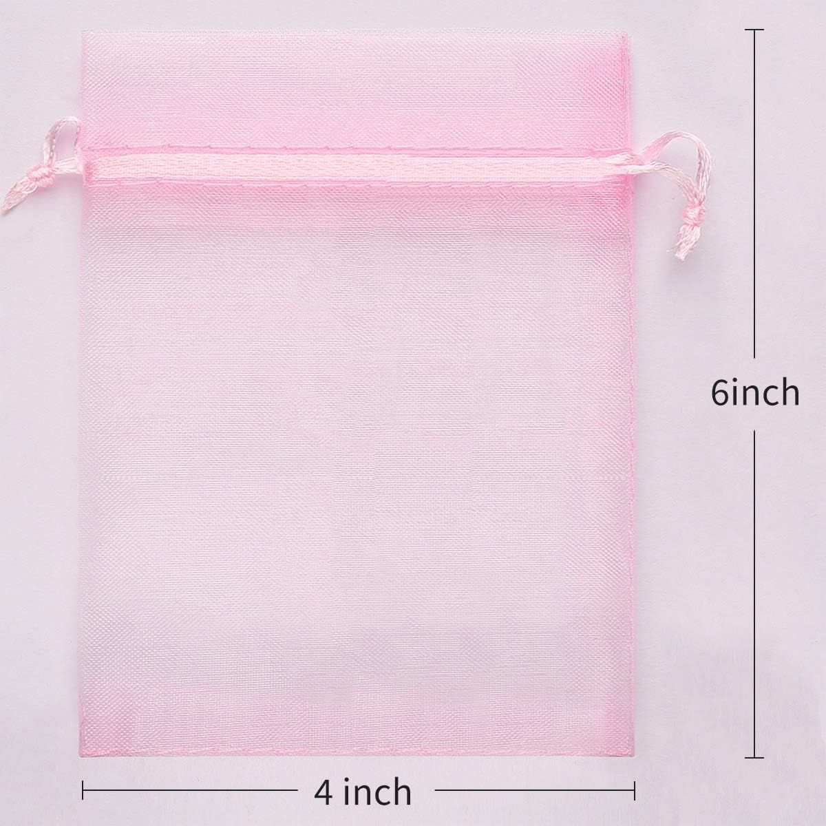 GENERICO - Bolsas de Organza 10cm x 15cm Pack de 50 Unidades Color Rosado