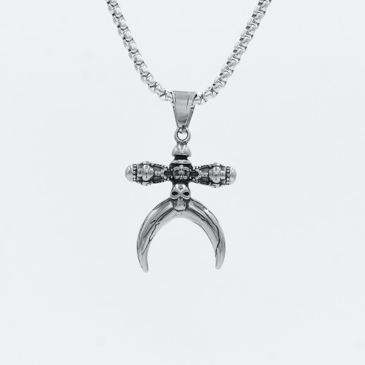 GENERICO - Collar Bull Skull acero inoxidable 60cm