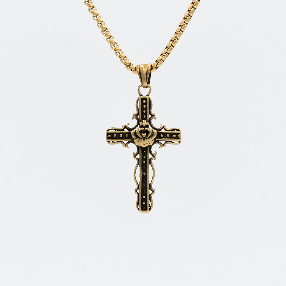 GENERICO - Collar Rey Cruz acero inoxidable 60cm