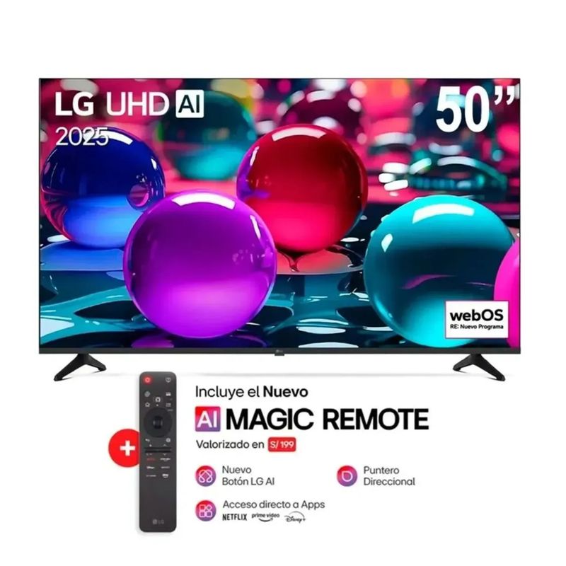 LG - TELEVISOR LG 50 UHD 4K THINQ AI 50UA7300PSB + MAGIC CONTROL MR25GA