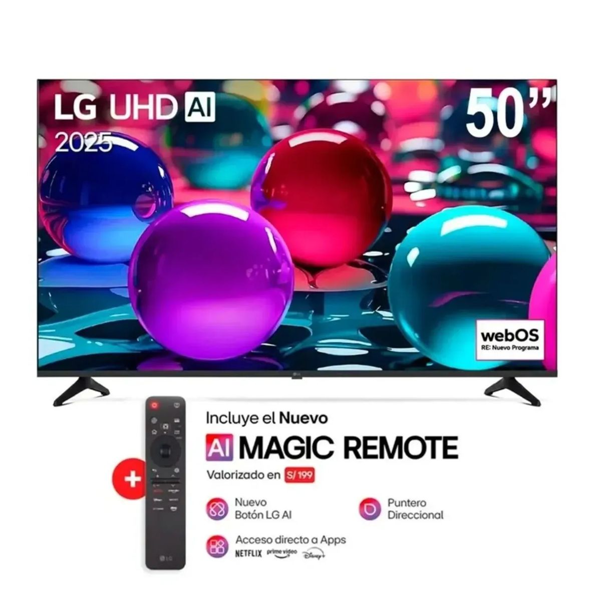 LG - TELEVISOR LG 50 UHD 4K THINQ AI 50UA7300PSB + MAGIC CONTROL MR25GA