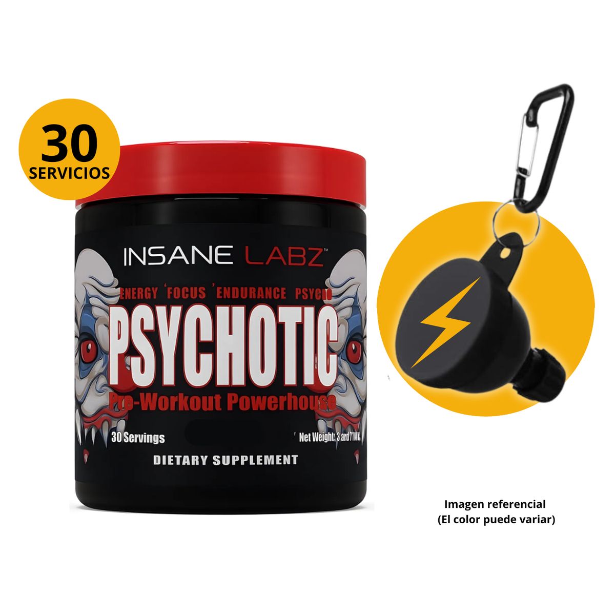 INSANE LABZ - PSYCHOTIC ROJO 30 SERVICIOS - GRAPE (PSYCHOTIC RED) + PORTASUPLEMENTO