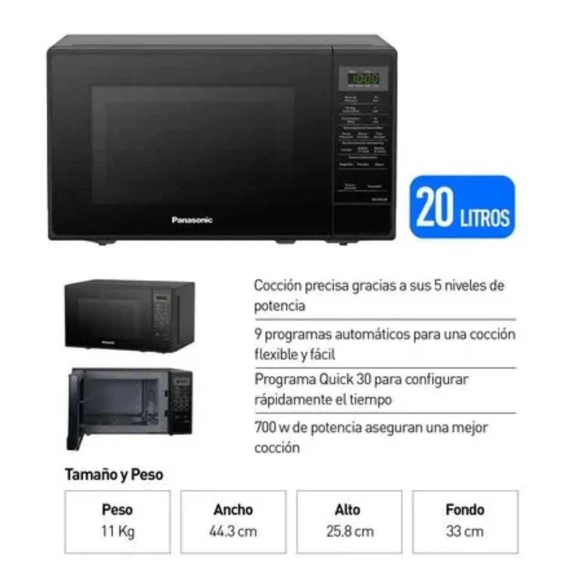 PANASONIC - HORNO MICROONDAS PANASONIC NN-SB25JB 20 LITROS
