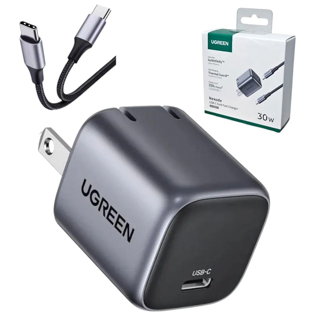 UGREEN - Cargador Ugreen Gan 30w para Laptop MacBook Air 2022