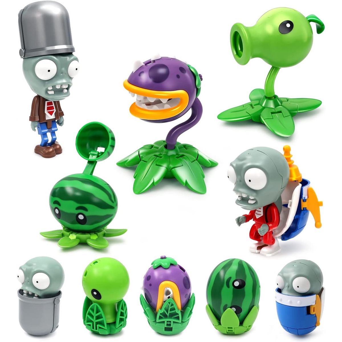 GENERICO - Set 5 Figuras Transformables de Plantas vs Zombies