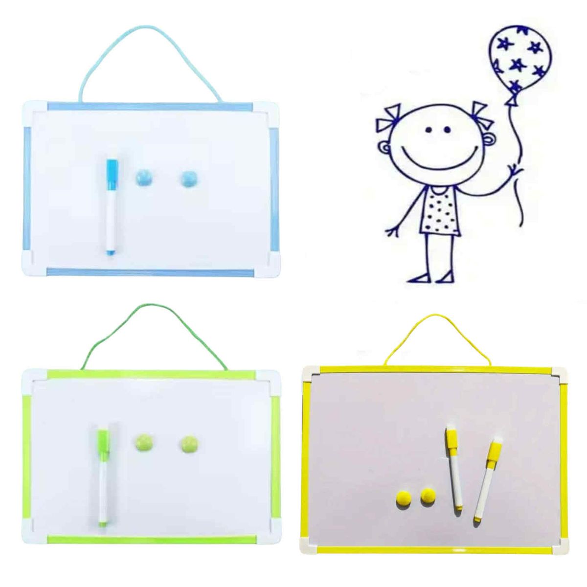 GENERICO - Pizarra Blanca Magnética Borrable Doble Cara 50 cm x 35 cm