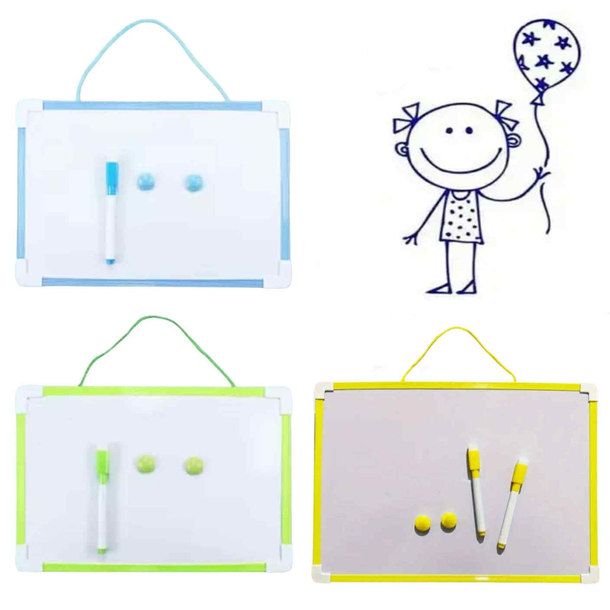 GENERICO - Pizarra Acrílica Magnética Doble Cara Blanca de 35 x 50 cm