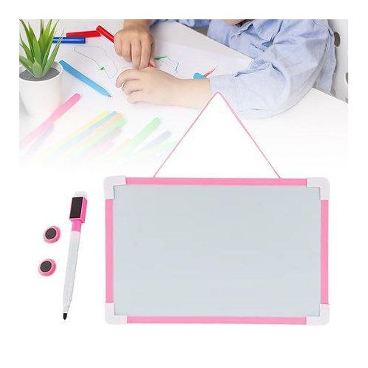 GENERICO - Pizarra Acrílica Magnética Doble Cara 35 x 50 cm Rosada