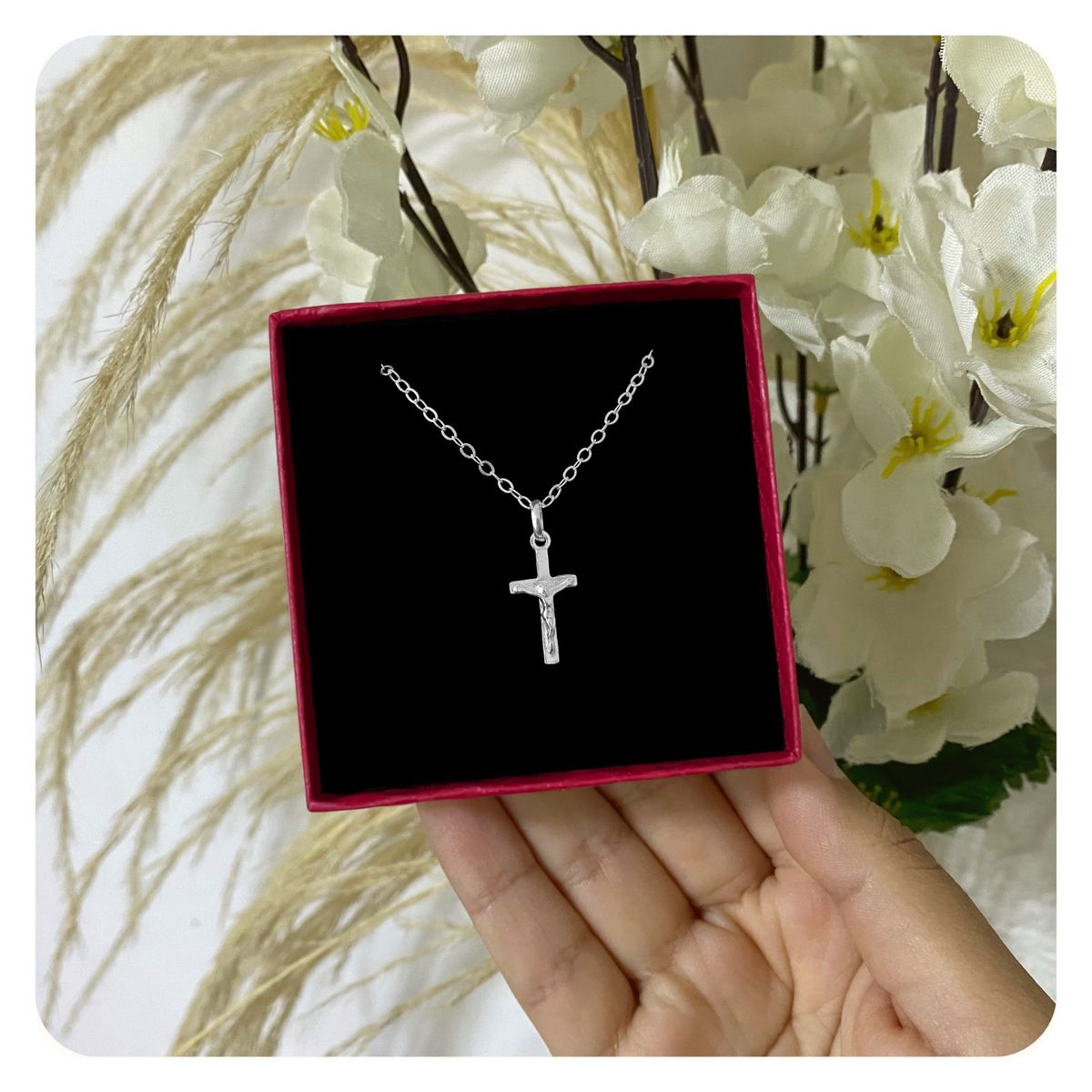 GENERICO - Collar Cristo Cruz Alto Relieve Plata 925 Regalo Unisex