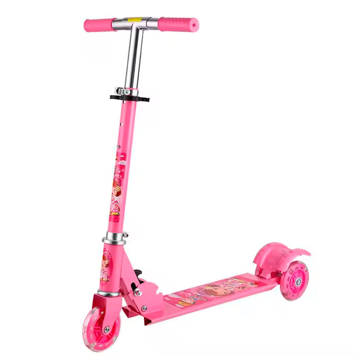 VARIOS - Scooter para Niños Rosado con Luces 3 Llantas Aluminio