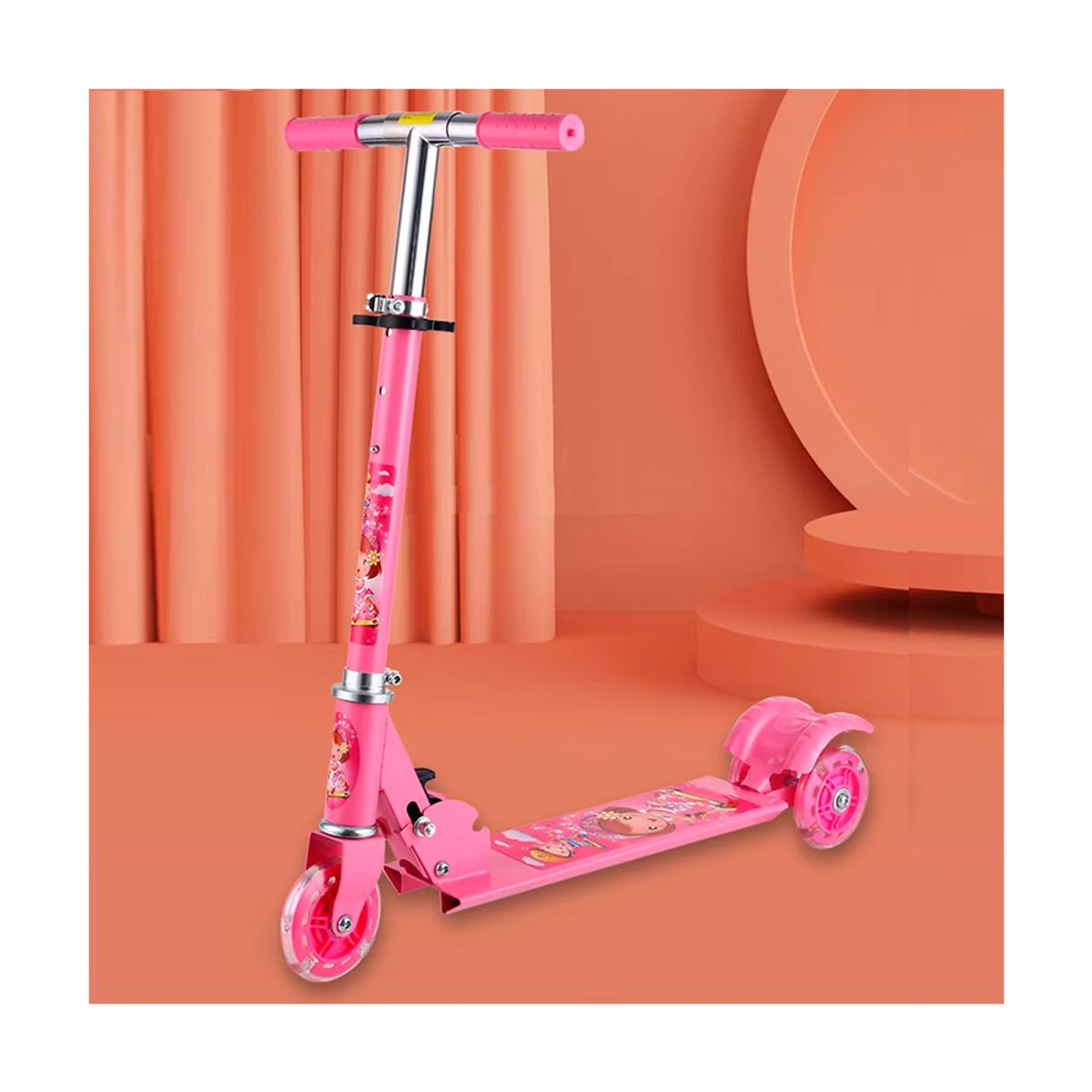 VARIOS - Scooter para Niños Rosado con Luces 3 Llantas Aluminio