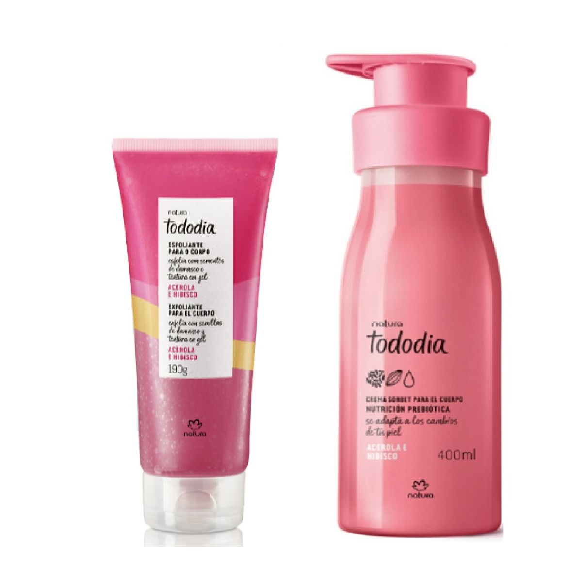 NATURA - Gel exfoliante y crema hidratante acerola e hibisco tododia